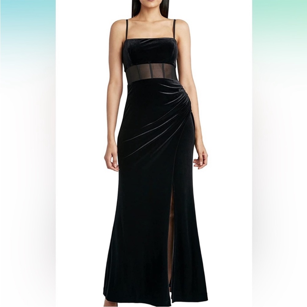 BCBGMAXAZRIA Velvet Evening Gown with Slit
